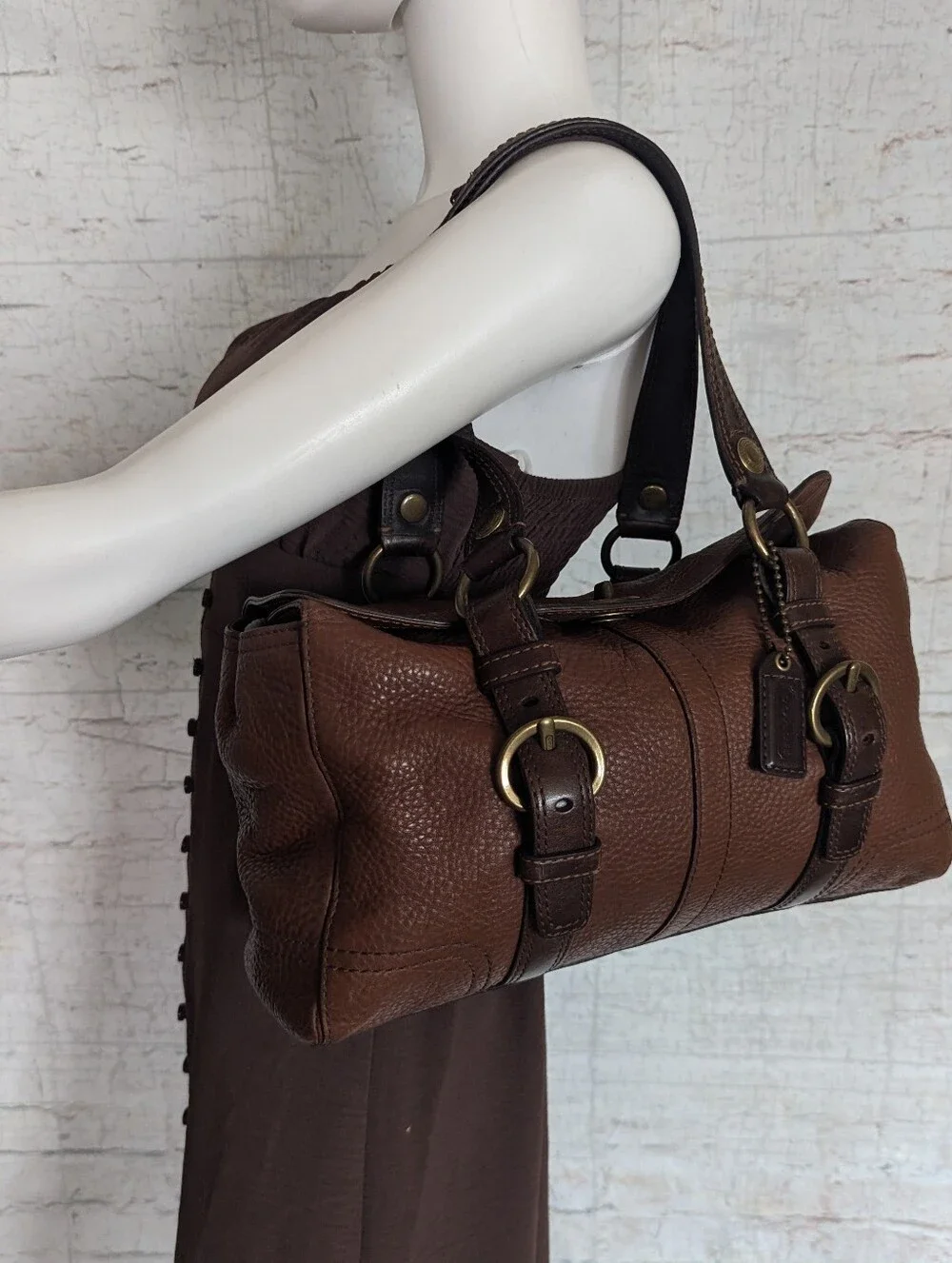 Coach Brown Pebbled Leather Shoulder Bag